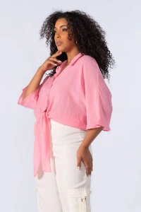 Camisa em viscose de amarracao