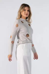 Blusa tricot vazada