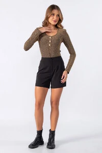 Body lurex com ombreiras
