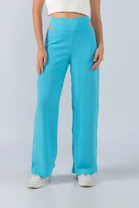 Calca pantalona em crepe recorte cos