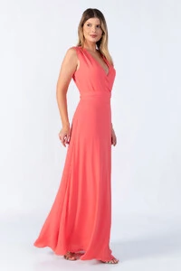 Vestido longo decote transpassado