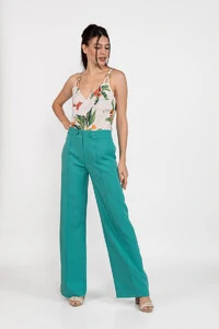 Calca pantalona alfaiataria lisa