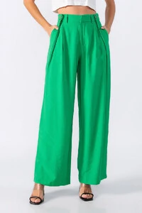 Calca pantalona com detalhe no cos
