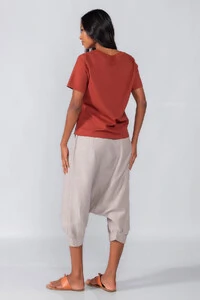 Blusa linho decote em v