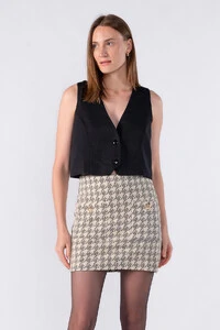 Mini saia tweed pied poule
