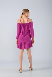 Vestido curto solto em vicose cordao ombro a ombro