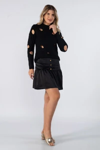 Blusa tricot vazada