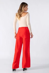 Calca pantalona com cos transpassado