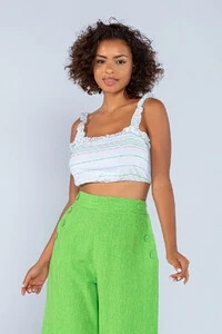 Top cropped liocel prespontado babadinho