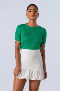 Blusa canelada com manga
