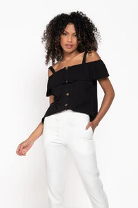 Blusa em viscose com alca e babado