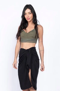 Top de jacquard leve detalhe renda