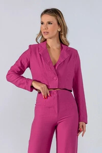 Blazer curto viscose um botao