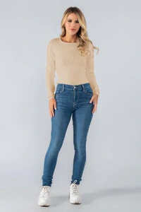 Blusa canelada decote quadrado