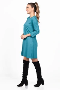 Vestido malha com bolsos manga 3/4