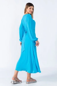 Vestido midi manga longa balone
