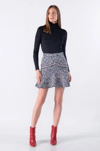 Saia tweed com paete e babado