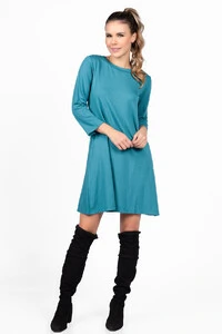 Vestido malha com bolsos manga 3/4