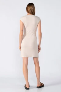 Vestido curto canelado manga japonesa