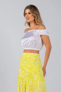 Blusa cropped cetim ciganinha