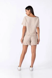 Conjunto viscose com babado em laise