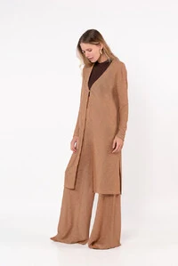 Cardigan longo tricot mesclado