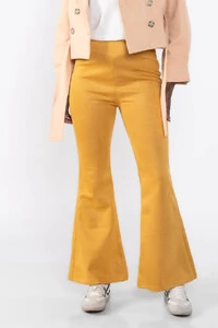 Calca flare suede com elastico na cintura