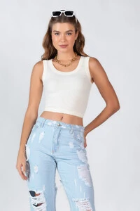 Cropped canelado regata