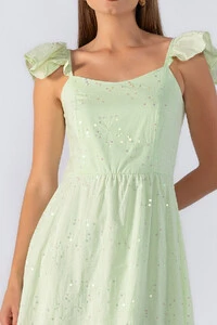 vestido longo babados na alça