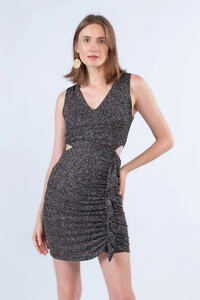 Vestido curto brilho lurex