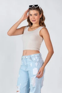 Cropped canelado regata