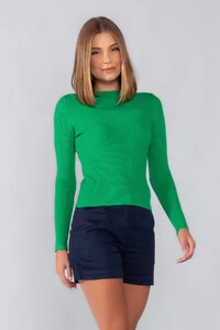 Blusa canelada gola baixa