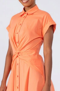 Vestido midi algodao detalhe na cintura