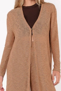 Cardigan longo tricot mesclado