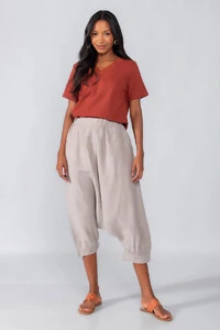 Blusa linho decote em v