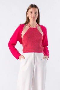 Casaco e top bicolor de tricot