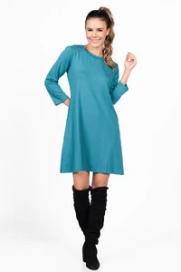 Vestido malha com bolsos manga 3/4