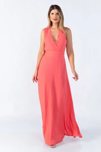 Vestido longo decote transpassado