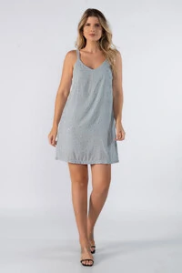 Vestido curto plush com aplicacao