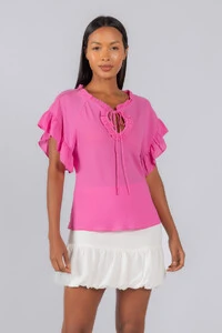 Blusa crepe detalhe em babados