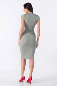 Vestido malha midi gola alta