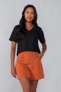 Blusa linho decote em v