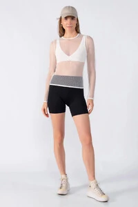 Blusa manga longa em tela com top