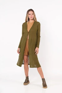 Cardigan longo tricot mesclado