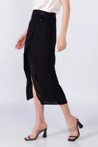 Saia midi em viscose transpassada