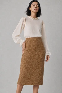 Saia midi enrrugada bolso lateral