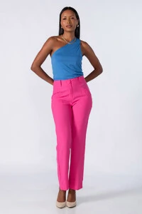 Calca reta em viscose bolso frontal