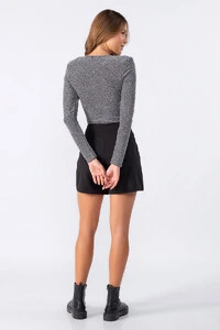 Body lurex com ombreiras