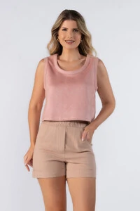 Blusa curta regata suede