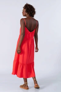 Vestido midi amplo com alcas